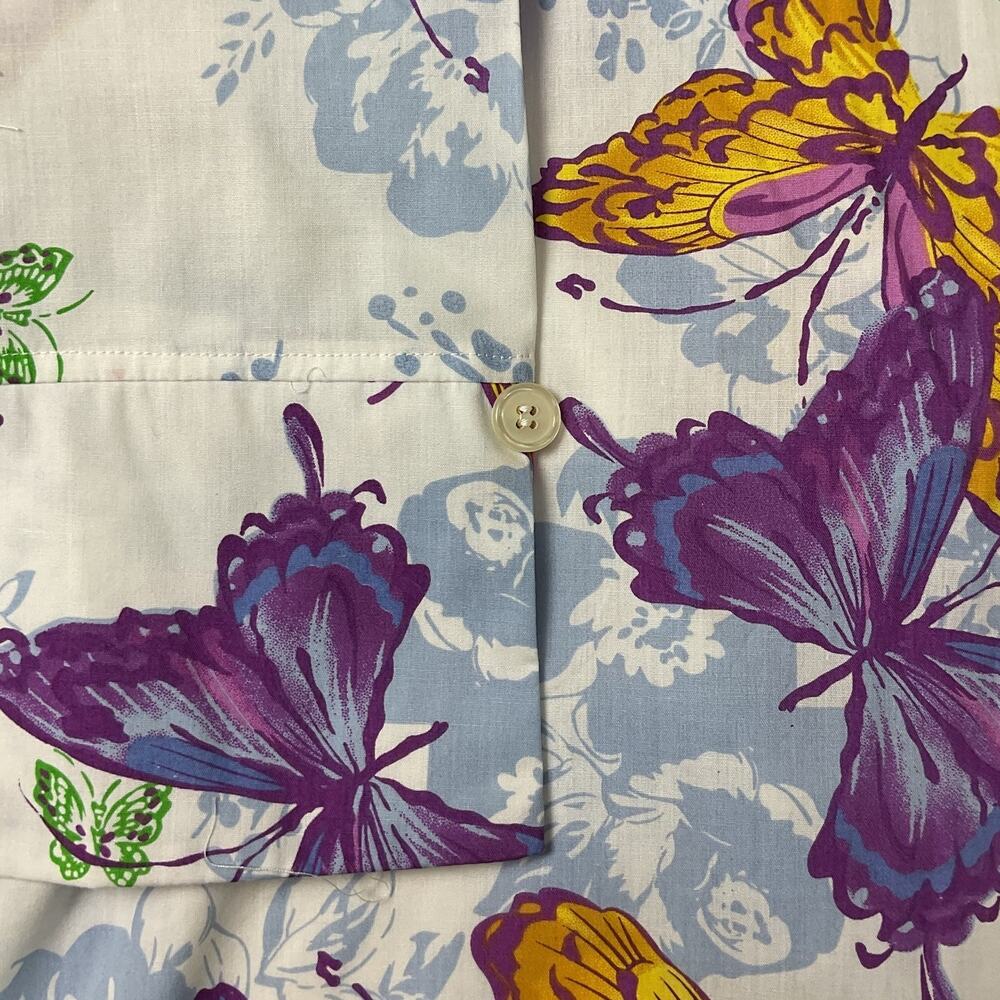 MainStreet Blue Womens Plus Size 2X Collared Button Up Butterfly Dress Shirt - Picture 4 of 9